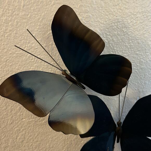 Key West Copper Art - Blue Morpho Triple Wall Decor Artist Signed - Picture 3 of 9